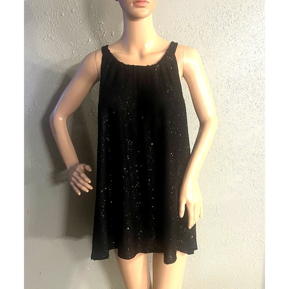 Sheath Top Women’s Keyhole 18/20 Lane Bryant Black W/Sequins Y2K Flowy Oversized